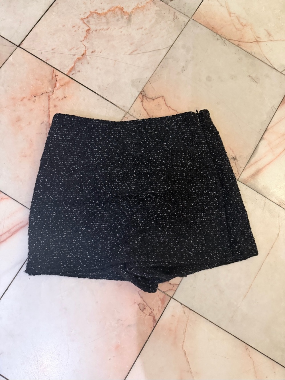 Zara Black Sparkle Tweed Skort